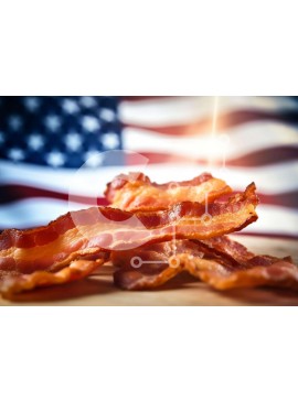 Σετ των 2 Intra Συλλεκτικό Ξύλινο Παζλ Plywood  4mm - Μπέικον στην αμερικανική σημαία για τον εορτασμό των διακοπών Σε Ξύλινο Κουτί - Διαστάσεις: 10x10 cm – 25 κομμάτια