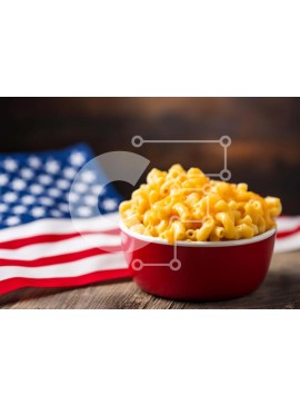 Σετ των 2 Intra Συλλεκτικό Ξύλινο Παζλ Plywood  4mm - Μακαρόνια και τυρί με φόντο αμερικανική σημαία Σε Ξύλινο Κουτί - Διαστάσεις: 10x10 cm – 25 κομμάτια