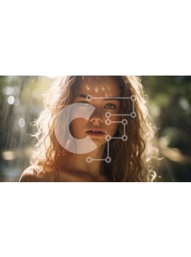 Intra Συλλεκτικό Ξύλινο Παζλ Plywood  4mm - Νεαρή γυναίκα που στέκεται στη βροχή με μια ομπρέλα Σε Ξύλινο Κουτί - Διαστάσεις Puzzle: 10x10 cm – 25 κομμάτια