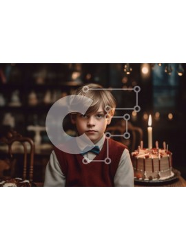 Intra Συλλεκτικό Ξύλινο Παζλ Plywood  4mm - Ευτυχισμένη στιγμή: Νεαρό αγόρι που γιορτάζει με μια τούρτα γενεθλίων και αναμμένα κεριά Σε Ξύλινο Κουτί - Διαστάσεις Puzzle: 10x10 cm – 25 κομμάτια