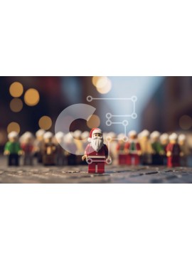 Intra Συλλεκτικό Ξύλινο Παζλ Plywood  4mm - Lego Φιγούρα Άγιου Βασίλη και Πλήθος Μικρών Φιγούρων Σε Ξύλινο Κουτί - Διαστάσεις Puzzle: 10x10 cm – 25 κομμάτια