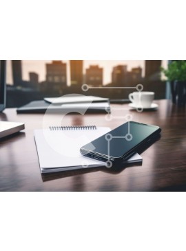 Intra Συλλεκτικό Ξύλινο Παζλ Plywood  4mm - Επιφάνεια εργασίας με Smartphone, Notebook και φλιτζάνι καφέ Σε Ξύλινο Κουτί - Διαστάσεις Puzzle: 10x10 cm – 25 κομμάτια