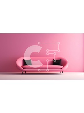 Intra Συλλεκτικό Ξύλινο Παζλ Plywood  4mm - Ροζ καναπές σε ροζ δωμάτιο με μαύρο μαξιλάρι Σε Ξύλινο Κουτί - Διαστάσεις Puzzle: 10x10 cm – 25 κομμάτια