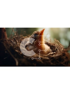 Intra Συλλεκτικό Ξύλινο Παζλ Plywood  4mm - Μικρό πουλί στη φωλιά σε ένα δάσος Σε Ξύλινο Κουτί - Διαστάσεις: 10x10 cm – 25 κομμάτια