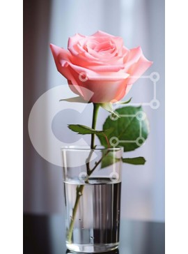 Σετ των 2 Intra Συλλεκτικό Ξύλινο Παζλ Plywood  4mm - Μονό ροζ τριαντάφυλλο σε γυάλινο βάζο σε ξύλινο τραπέζι Σε Ξύλινο Κουτί - Διαστάσεις: 10x10 cm – 25 κομμάτια