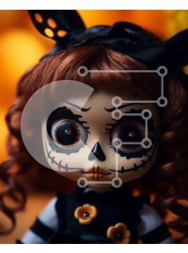 Intra Συλλεκτικό Ξύλινο Παζλ Plywood  4mm - Κούκλα αποκριών με μακιγιάζ Sugar Skull Σε Ξύλινο Κουτί - Διαστάσεις Puzzle: 10x10 cm – 25 κομμάτια