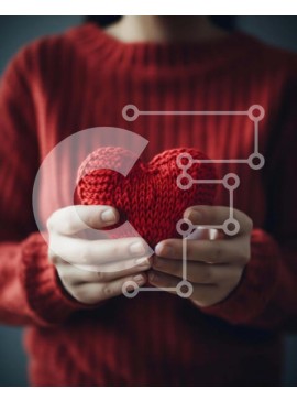 Intra Συλλεκτικό Ξύλινο Παζλ Plywood  4mm - Γυναίκα που κρατά τη διακοσμημένη κόκκινη καρδιά στα χέρια Σε Ξύλινο Κουτί - Διαστάσεις Puzzle: 10x10 cm – 25 κομμάτια