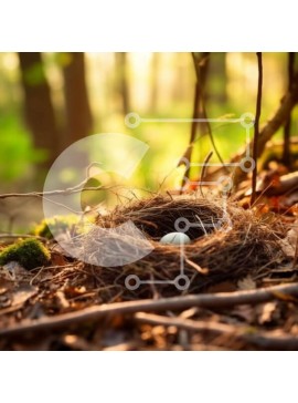 Intra Συλλεκτικό Ξύλινο Παζλ Plywood  4mm - Όμορφη εικόνα της φωλιάς ενός πουλιού στο δάσος Σε Ξύλινο Κουτί - Διαστάσεις: 10x10 cm – 25 κομμάτια