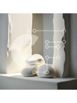 Intra Συλλεκτικό Ξύλινο Παζλ Plywood  4mm - Κοντινή όψη των στοιβαγμένων λευκών λίθων στο περβάζι παραθύρου Σε Ξύλινο Κουτί - Διαστάσεις Puzzle: 10x10 cm – 25 κομμάτια