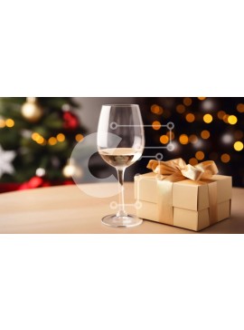 Σετ των 2 Intra Συλλεκτικό Ξύλινο Παζλ Plywood  4mm - Ποτήρι λευκό κρασί και κουτί δώρου στο τραπέζι Σε Ξύλινο Κουτί - Διαστάσεις: 10x10 cm – 25 κομμάτια