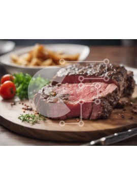 Σετ των 2 Intra Συλλεκτικό Ξύλινο Παζλ Plywood  4mm - Νόστιμη μπριζόλα με γαρνιτούρες σε ξύλο κοπής Σε Ξύλινο Κουτί - Διαστάσεις: 10x10 cm – 25 κομμάτια