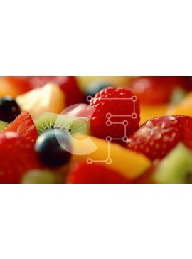 Σετ των 2 Intra Συλλεκτικό Ξύλινο Παζλ Plywood  4mm - Υγιεινό και πολύχρωμο Μικτό Μπολ φρούτων με φράουλες, ακτινίδια και βατόμουρα Σε Ξύλινο Κουτί - Διαστάσεις: 10x10 cm – 25 κομμάτια