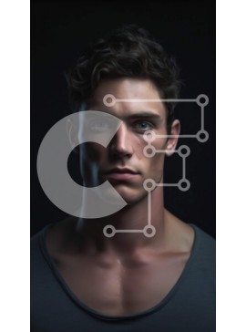 Intra Συλλεκτικό Ξύλινο Παζλ Plywood  4mm - Πορτρέτο ενός όμορφου άνδρα με μπλε μάτια Σε Ξύλινο Κουτί - Διαστάσεις Puzzle: 10x10 cm – 25 κομμάτια