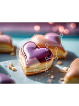 Σετ των 2 Intra Συλλεκτικό Ξύλινο Παζλ Plywood  4mm - Νόστιμα γλυκά σε σχήμα καρδιάς σε μπλε επιτραπέζιο τραπέζι Σε Ξύλινο Κουτί - Διαστάσεις: 10x10 cm – 25 κομμάτια