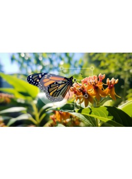 Intra Συλλεκτικό Ξύλινο Παζλ Plywood  4mm - Πεταλούδα Monarch σε πορτοκαλί λουλούδι με έντονο φως του ήλιου Σε Ξύλινο Κουτί - Διαστάσεις: 10x10 cm – 25 κομμάτια