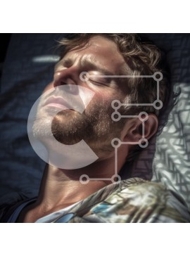 Intra Συλλεκτικό Ξύλινο Παζλ Plywood  4mm - Χαλαρός άνδρας που κοιμάται σε ένα κρεβάτι με κλειστά μάτια Σε Ξύλινο Κουτί - Διαστάσεις Puzzle: 10x10 cm – 25 κομμάτια