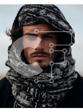 Intra Συλλεκτικό Ξύλινο Παζλ Plywood  4mm - Σοβαρός άντρας με μακριά μαλλιά και γένια στην αμμώδη παραλία Σε Ξύλινο Κουτί - Διαστάσεις Puzzle: 10x10 cm – 25 κομμάτια