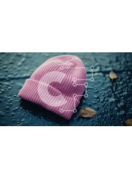 Intra Συλλεκτικό Ξύλινο Παζλ Plywood  4mm - Ροζ Πλεκτό Beanie σε βροχερό καιρό Σε Ξύλινο Κουτί - Διαστάσεις Puzzle: 10x10 cm – 25 κομμάτια