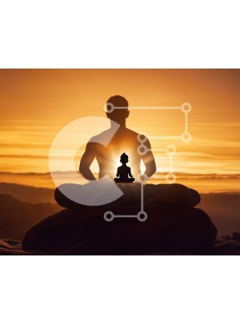 Intra Συλλεκτικό Ξύλινο Παζλ Plywood  4mm - Ειρήνη και Γαλήνη: Άνθρωπος που διαλογίζεται στο ηλιοβασίλεμα Σε Ξύλινο Κουτί - Διαστάσεις Puzzle: 10x10 cm – 25 κομμάτια