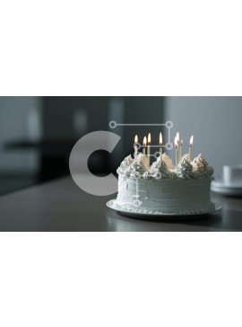 Σετ των 2 Intra Συλλεκτικό Ξύλινο Παζλ Plywood  4mm - Λευκό κέικ με εννέα αναμμένα κεριά στο τραπέζι Σε Ξύλινο Κουτί - Διαστάσεις: 10x10 cm – 25 κομμάτια