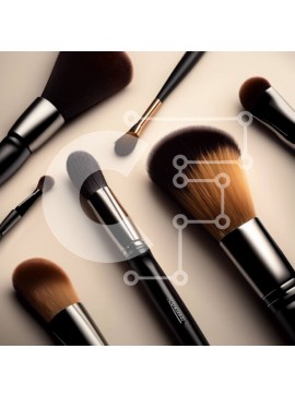 Σετ των 2 Intra Συλλεκτικό Ξύλινο Παζλ Plywood  4mm - Κομψή εικόνα με πινέλα μακιγιάζ σε καθαρό φόντο Σε Ξύλινο Κουτί - Διαστάσεις: 10x10 cm – 25 κομμάτια