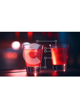 Σετ των 2 Intra Συλλεκτικό Ξύλινο Παζλ Plywood  4mm - Δύο ποτήρια κόκκινα υγρά σε ένα τραπέζι Σε Ξύλινο Κουτί - Διαστάσεις: 10x10 cm – 25 κομμάτια