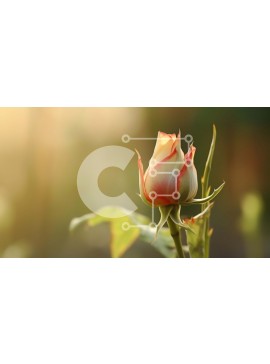 Intra Συλλεκτικό Ξύλινο Παζλ Plywood  4mm - Μονό ροζ τριαντάφυλλο που μεγαλώνει έξω από το έδαφος Σε Ξύλινο Κουτί - Διαστάσεις: 10x10 cm – 25 κομμάτια