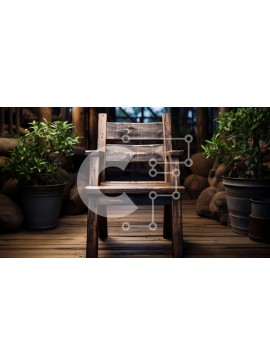 Intra Συλλεκτικό Ξύλινο Παζλ Plywood  4mm - Ξύλινη καρέκλα σε ξύλινο πάτωμα με φυτά σε γλάστρες Σε Ξύλινο Κουτί - Διαστάσεις Puzzle: 10x10 cm – 25 κομμάτια