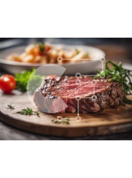 Σετ των 2 Intra Συλλεκτικό Ξύλινο Παζλ Plywood  4mm - Νόστιμο γεύμα μπριζόλας με λαχανικά και πουρέ πατάτας Σε Ξύλινο Κουτί - Διαστάσεις: 10x10 cm – 25 κομμάτια