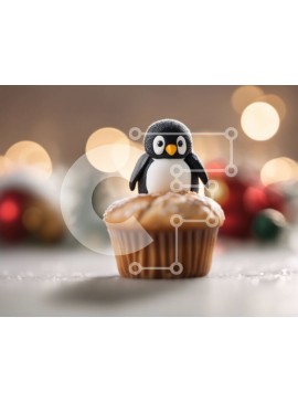 Intra Συλλεκτικό Ξύλινο Παζλ Plywood  4mm - Ειδώλιο πιγκουίνου σε cupcake με χριστουγεννιάτικα στολίδια Σε Ξύλινο Κουτί - Διαστάσεις Puzzle: 10x10 cm – 25 κομμάτια