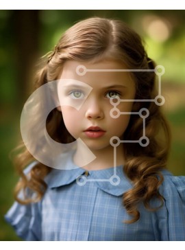 Intra Συλλεκτικό Ξύλινο Παζλ Plywood  4mm - Όμορφο πορτρέτο ενός νεαρού κοριτσιού σε ένα μπλε φόρεμα Σε Ξύλινο Κουτί - Διαστάσεις Puzzle: 10x10 cm – 25 κομμάτια