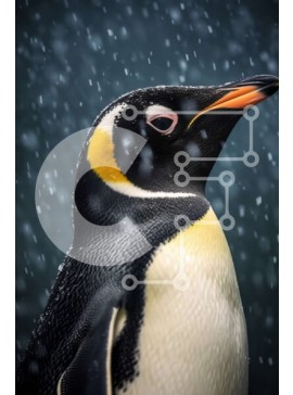 Σετ των 2 Intra Συλλεκτικό Ξύλινο Παζλ Plywood  4mm - Χαριτωμένη εικόνα ενός πιγκουίνου που κοιτάζει ψηλά στο χιόνι Σε Ξύλινο Κουτί - Διαστάσεις: 10x10 cm – 25 κομμάτια