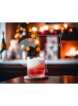 Σετ των 2 Intra Συλλεκτικό Ξύλινο Παζλ Plywood  4mm - Ποτήρι κόκκινο υγρό με πάγο σε ξύλινο σουβέρ Σε Ξύλινο Κουτί - Διαστάσεις: 10x10 cm – 25 κομμάτια