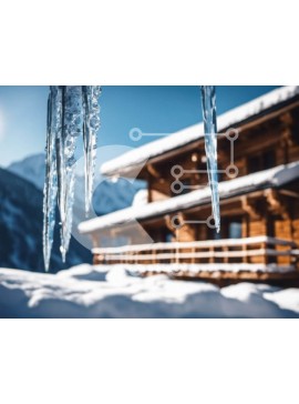 Intra Συλλεκτικό Ξύλινο Παζλ Plywood  4mm - Παγάκια που κρέμονται από την ξύλινη καμπίνα στα χιονισμένα βουνά Σε Ξύλινο Κουτί - Διαστάσεις: 10x10 cm – 25 κομμάτια