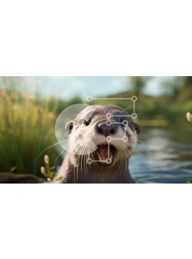 Intra Συλλεκτικό Ξύλινο Παζλ Plywood  4mm - Otter in the Water με ανοιχτό στόμα και ορθάνοιχτα μάτια Σε Ξύλινο Κουτί - Διαστάσεις: 10x10 cm – 25 κομμάτια