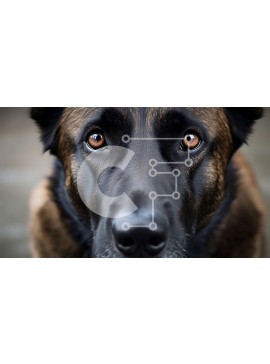 Intra Συλλεκτικό Ξύλινο Παζλ Plywood  4mm - Κοντινό πλάνο του προσώπου ενός σκύλου με μια σοβαρή έκφραση Σε Ξύλινο Κουτί - Διαστάσεις: 10x10 cm – 25 κομμάτια