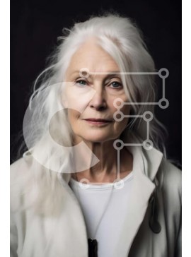 Intra Συλλεκτικό Ξύλινο Παζλ Plywood  4mm - Πορτρέτο μιας ηλικιωμένης γυναίκας με άσπρα μαλλιά και σοβαρή έκφραση Σε Ξύλινο Κουτί - Διαστάσεις Puzzle: 10x10 cm – 25 κομμάτια