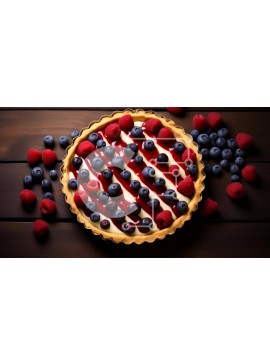 Σετ των 2 Intra Συλλεκτικό Ξύλινο Παζλ Plywood  4mm - Ρουστίκ κόκκινη, λευκή και μπλε πίτα με σκόρπια μούρα Σε Ξύλινο Κουτί - Διαστάσεις: 10x10 cm – 25 κομμάτια