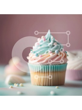 Σετ των 2 Intra Συλλεκτικό Ξύλινο Παζλ Plywood  4mm - Νόστιμο cupcake με ζωηρό πάγο σε πολύχρωμο φόντο Σε Ξύλινο Κουτί - Διαστάσεις: 10x10 cm – 25 κομμάτια