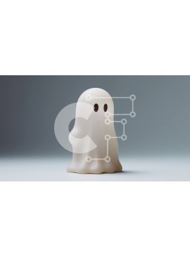 Intra Συλλεκτικό Ξύλινο Παζλ Plywood  4mm - Μικρό λευκό φωτιστικό σε σχήμα φαντάσματος σε γκρι φόντο Σε Ξύλινο Κουτί - Διαστάσεις Puzzle: 10x10 cm – 25 κομμάτια