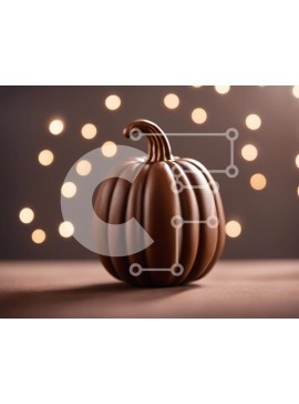 Σετ των 2 Intra Συλλεκτικό Ξύλινο Παζλ Plywood  4mm - Σοκολατένιο στολίδι κολοκύθας με πολύχρωμα φώτα Bokeh Σε Ξύλινο Κουτί - Διαστάσεις: 10x10 cm – 25 κομμάτια