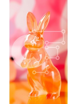 Intra Συλλεκτικό Ξύλινο Παζλ Plywood  4mm - Διαυγές ειδώλιο κουνελιού με λουλούδια Σε Ξύλινο Κουτί - Διαστάσεις Puzzle: 10x10 cm – 25 κομμάτια