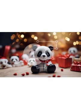 Intra Συλλεκτικό Ξύλινο Παζλ Plywood  4mm - Ειδώλιο αρκούδας Panda σε δώρα Σε Ξύλινο Κουτί - Διαστάσεις Puzzle: 10x10 cm – 25 κομμάτια