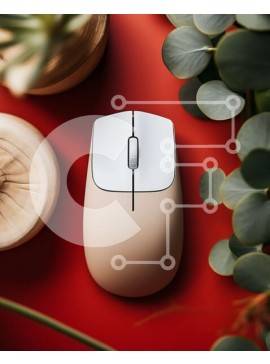 Intra Συλλεκτικό Ξύλινο Παζλ Plywood  4mm - Ποντίκι υπολογιστή σε κόκκινη επιφάνεια με φυτά Σε Ξύλινο Κουτί - Διαστάσεις Puzzle: 10x10 cm – 25 κομμάτια