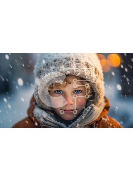 Intra Συλλεκτικό Ξύλινο Παζλ Plywood  4mm - Πορτρέτο ενός νεαρού αγοριού με χειμερινά ρούχα Σε Ξύλινο Κουτί - Διαστάσεις Puzzle: 10x10 cm – 25 κομμάτια