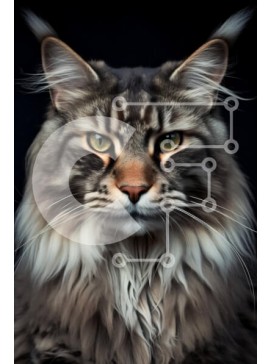 Σετ των 2 Intra Συλλεκτικό Ξύλινο Παζλ Plywood  4mm - Όμορφη κινηματογράφηση σε πρώτο πλάνο της χνουδωτής γάτας με τα φωτεινά πράσινα μάτια Σε Ξύλινο Κουτί - Διαστάσεις: 10x10 cm – 25 κομμάτια