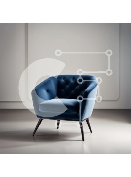 Intra Συλλεκτικό Ξύλινο Παζλ Plywood  4mm - Κομψή πολυθρόνα μπλε βελούδινη με ξύλινο σκελετό και χρυσές πινελιές Σε Ξύλινο Κουτί - Διαστάσεις Puzzle: 10x10 cm – 25 κομμάτια