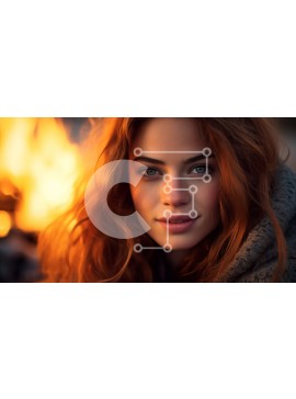 Intra Συλλεκτικό Ξύλινο Παζλ Plywood  4mm - Νεαρή γυναίκα που απολαμβάνει μια ζεστή φωτιά Σε Ξύλινο Κουτί - Διαστάσεις Puzzle: 10x10 cm – 25 κομμάτια