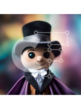 Intra Συλλεκτικό Ξύλινο Παζλ Plywood  4mm - Κομψός άνδρας με καπέλο και ακρωτήριο Σε Ξύλινο Κουτί - Διαστάσεις Puzzle: 10x10 cm – 25 κομμάτια