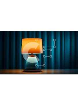 Intra Συλλεκτικό Ξύλινο Παζλ Plywood  4mm - Μπλε επιτραπέζιο φωτιστικό με κίτρινη σκιά σε ξύλινο τραπέζι Σε Ξύλινο Κουτί - Διαστάσεις Puzzle: 10x10 cm – 25 κομμάτια